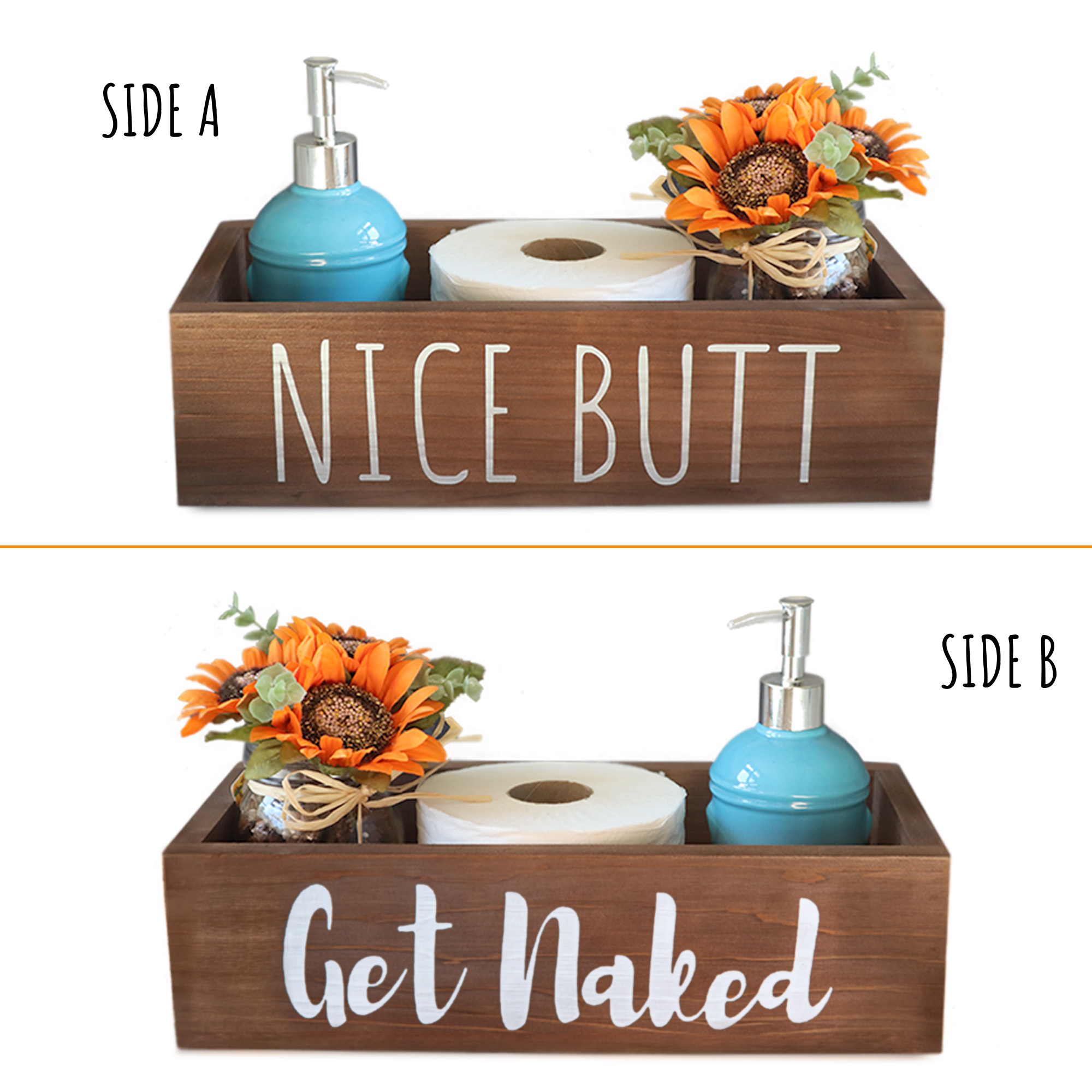 This Nice Butt Bathroom Decor Box with Get Naked Sign is Perfect for your Bathroom